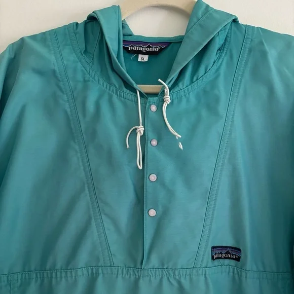 Patagonia Vintage Men Teal Blue Snap 1/4 Zip Hooded Jacket Size L - Picture 4 of 9